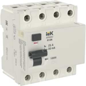 IEK ARMAT Выключатель дифференциального тока R10N 4P 25А 30мА тип A - AR-R10N-4-025A030 IEK ARMAT Выключатель дифференциального тока R10N 4P 25А 30мА тип A - AR-R10N-4-025A030