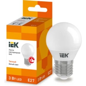 IEK Лампа светодиодная G45 шар 3Вт 230В 3000К E27 - LLE-G45-3-230-30-E27 IEK Лампа светодиодная G45 шар 3Вт 230В 3000К E27 - LLE-G45-3-230-30-E27