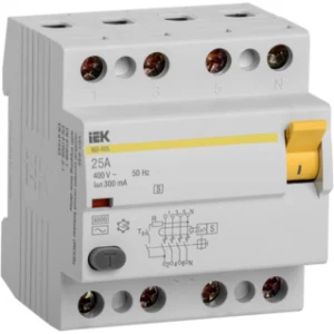 IEK Выключатель дифференциальный (УЗО) ВД1-63S 4Р 25А 300мА - MDV12-4-025-300 IEK Выключатель дифференциальный (УЗО) ВД1-63S 4Р 25А 300мА - MDV12-4-025-300
