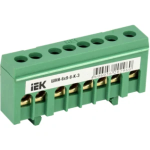 IEK Шина PE "земля" в корпусном изоляторе на DIN-рейку ШНИ-6х9-8-К-З - YNN10-69-8KD-K06 IEK Шина PE "земля" в корпусном изоляторе на DIN-рейку ШНИ-6х9-8-К-З - YNN10-69-8KD-K06